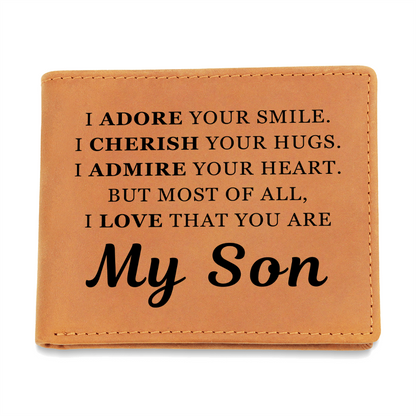 Graphic Leather Wallet - To My Son "I Adore Your Smile"