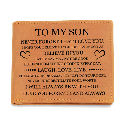 Graphic Leather Wallet - To My Son