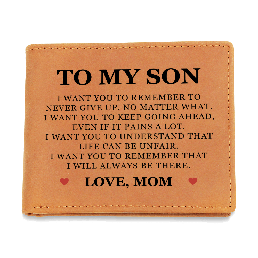 Graphic Leather Wallet - To My Son "I Will Always Be There"