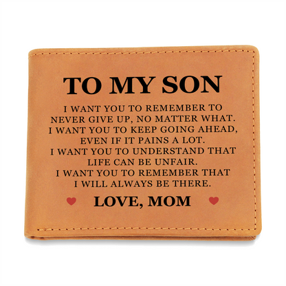 Graphic Leather Wallet - To My Son "I Will Always Be There"