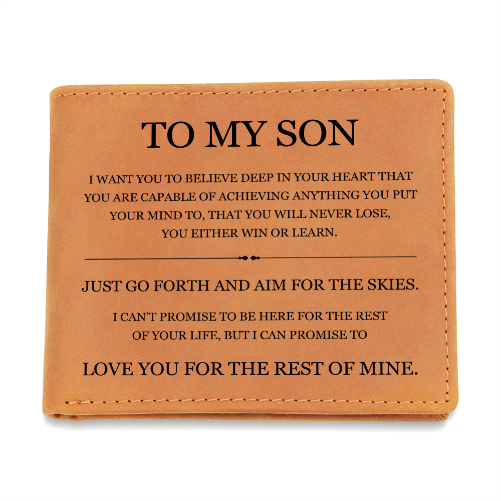 Graphic Leather Wallet - To My Son "Aim for the Skies"