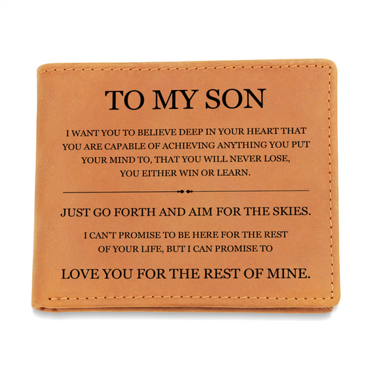 Graphic Leather Wallet - To My Son "Aim for the Skies"