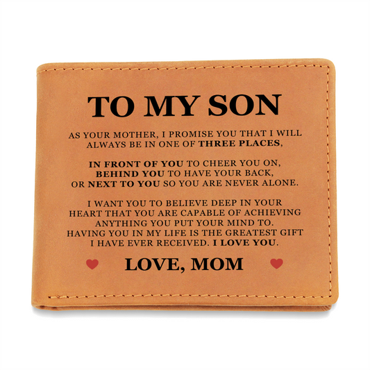 Graphic Leather Wallet - To My Son "Believe Deep In Your Heart"