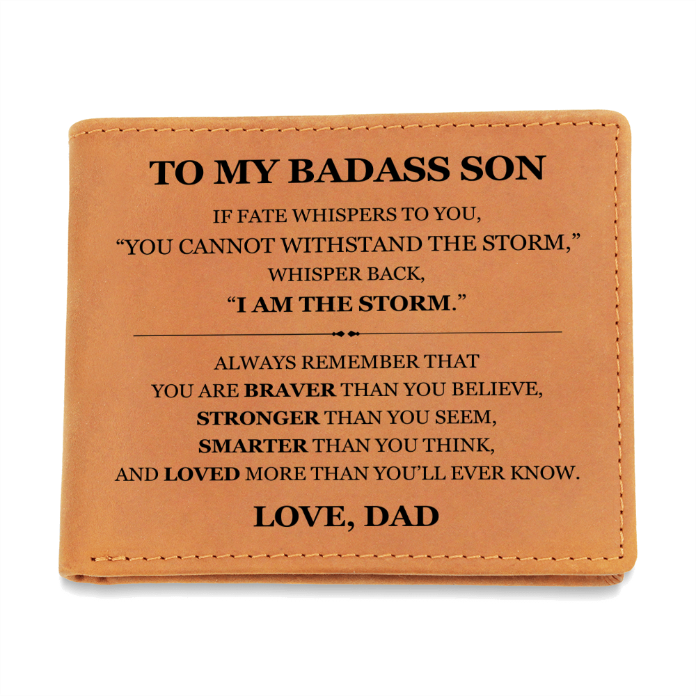 Graphic Leather Wallet - To My Son "I Am The Storm"