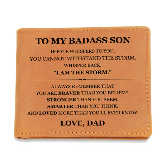 Graphic Leather Wallet - To My Son "I Am The Storm"