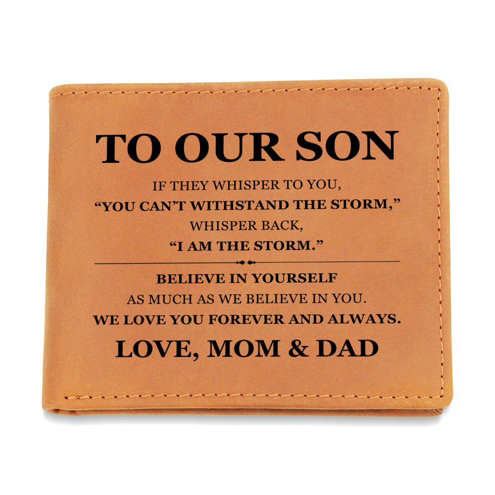 Graphic Leather Wallet - To Our Son "Believe In Yourself"