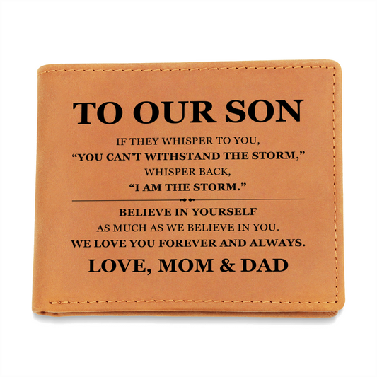 Graphic Leather Wallet - To Our Son "Believe In Yourself"