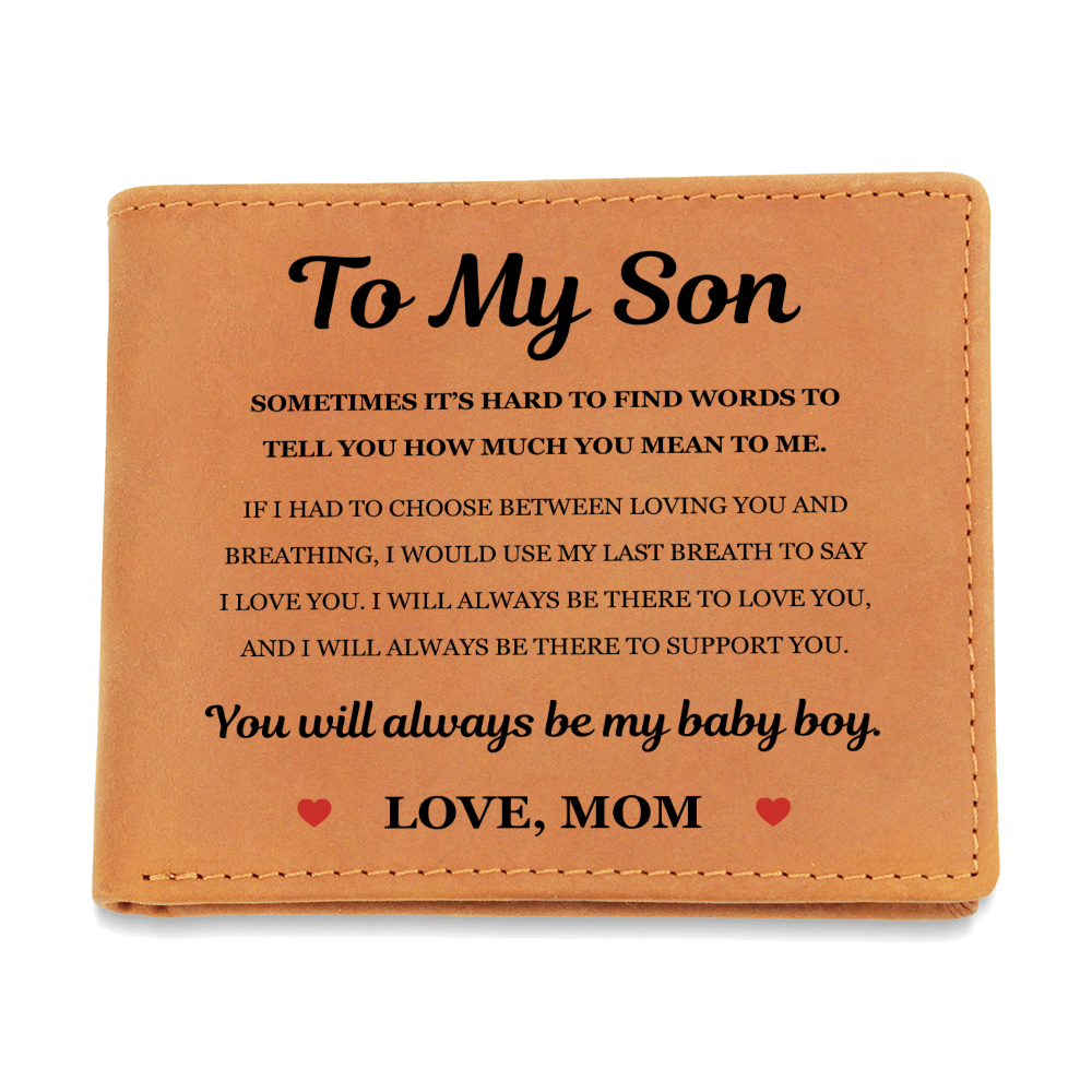 Graphic Leather Wallet - To My Son "How Much You Mean to Me"