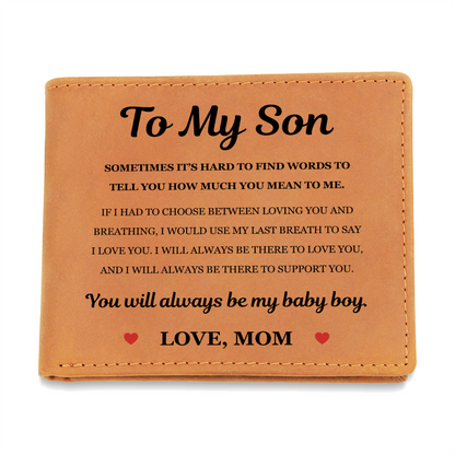 Graphic Leather Wallet - To My Son "How Much You Mean to Me"