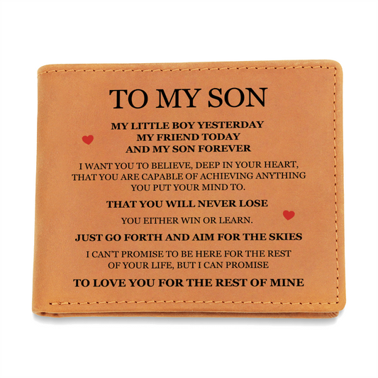 Graphic Leather Wallet - To My Son "My Son Forever"
