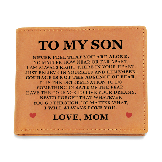 Graphic Leather Wallet - To My Son "I Will Always Love You"