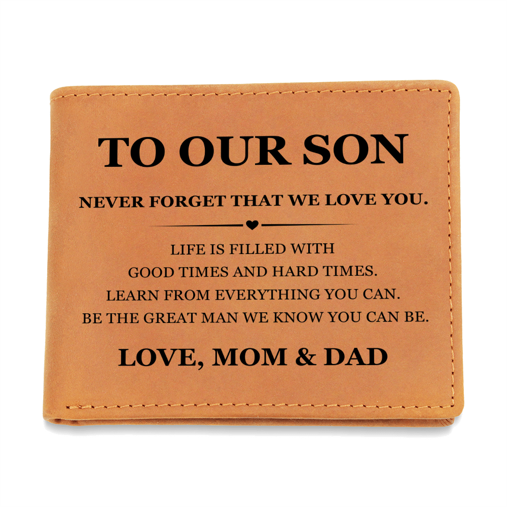 Graphic Leather Wallet - To Our Son "Love, Mom & Dad"