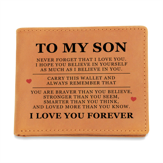 Graphic Leather Wallet - To My Son "Never Forget That I Love You"