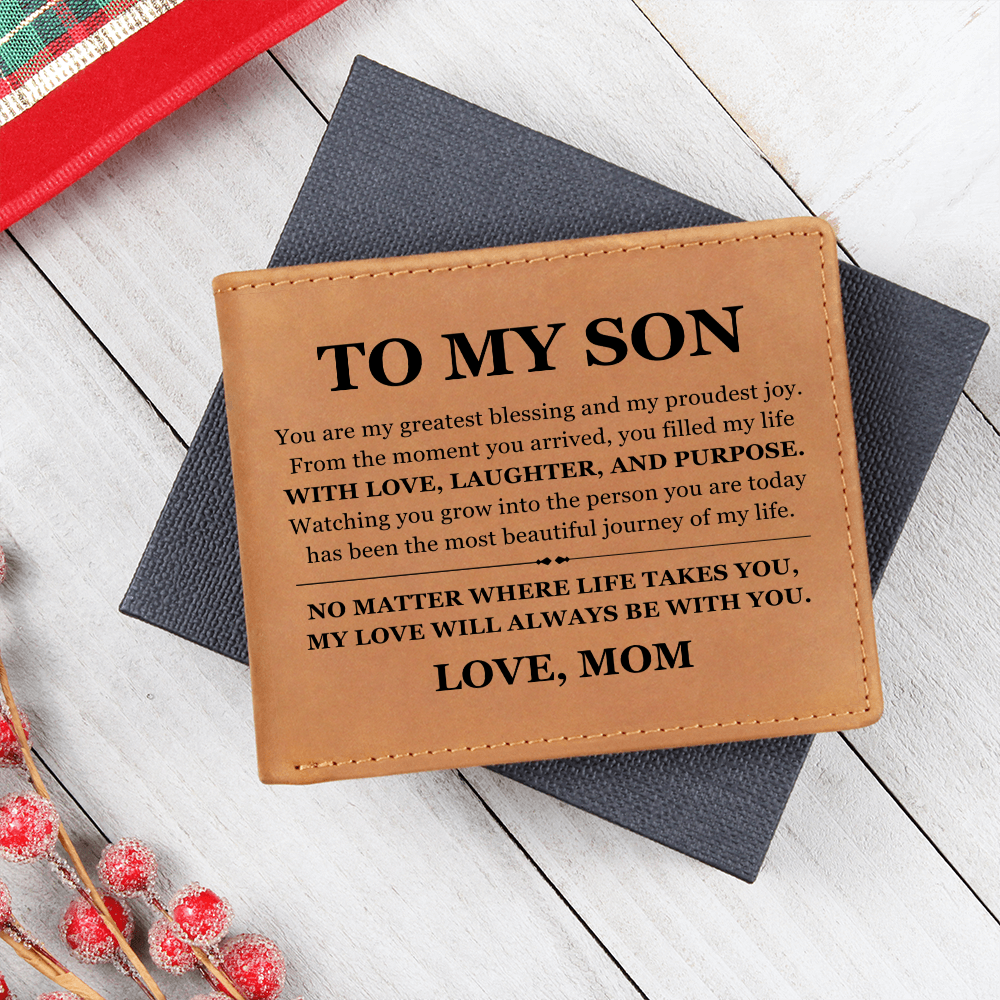 Graphic Leather Wallet - To My Son "My Love Will Always Be With You"