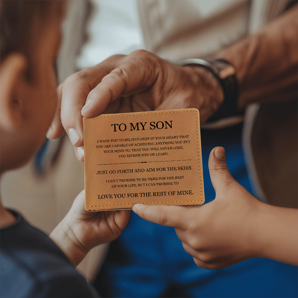 Graphic Leather Wallet - To My Son "Aim for the Skies"