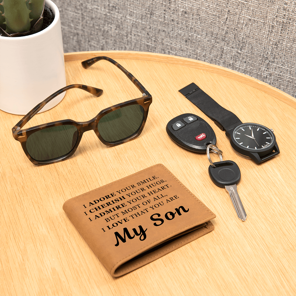 Graphic Leather Wallet - To My Son "I Adore Your Smile"