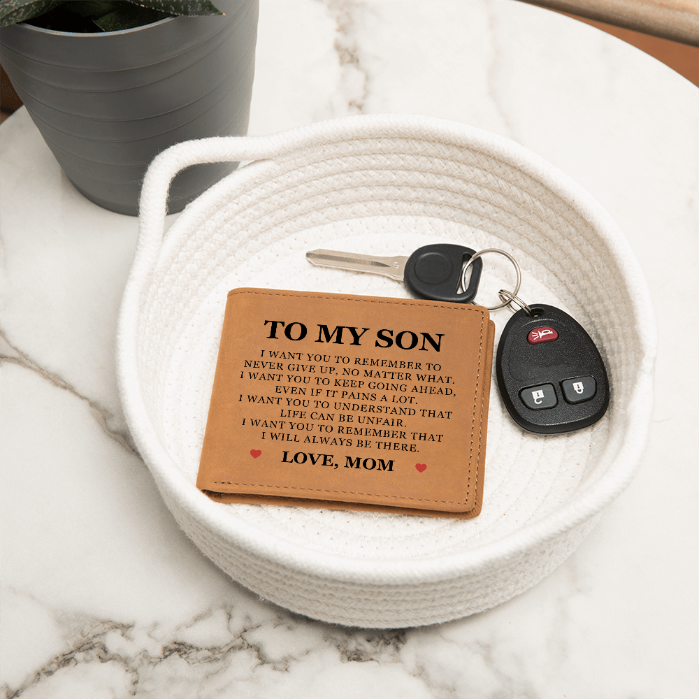 Graphic Leather Wallet - To My Son "I Will Always Be There"