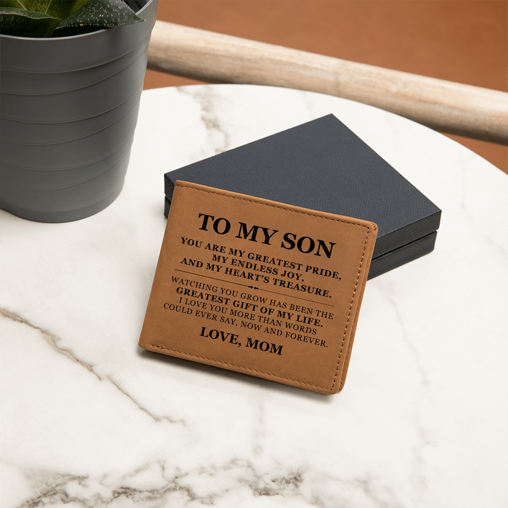 Graphic Leather Wallet - To My Son "You Are My Greatest Pride"