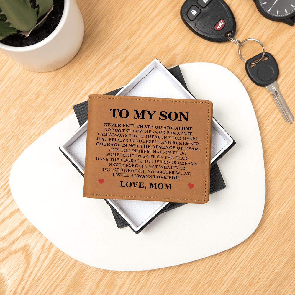 Graphic Leather Wallet - To My Son "I Will Always Love You"