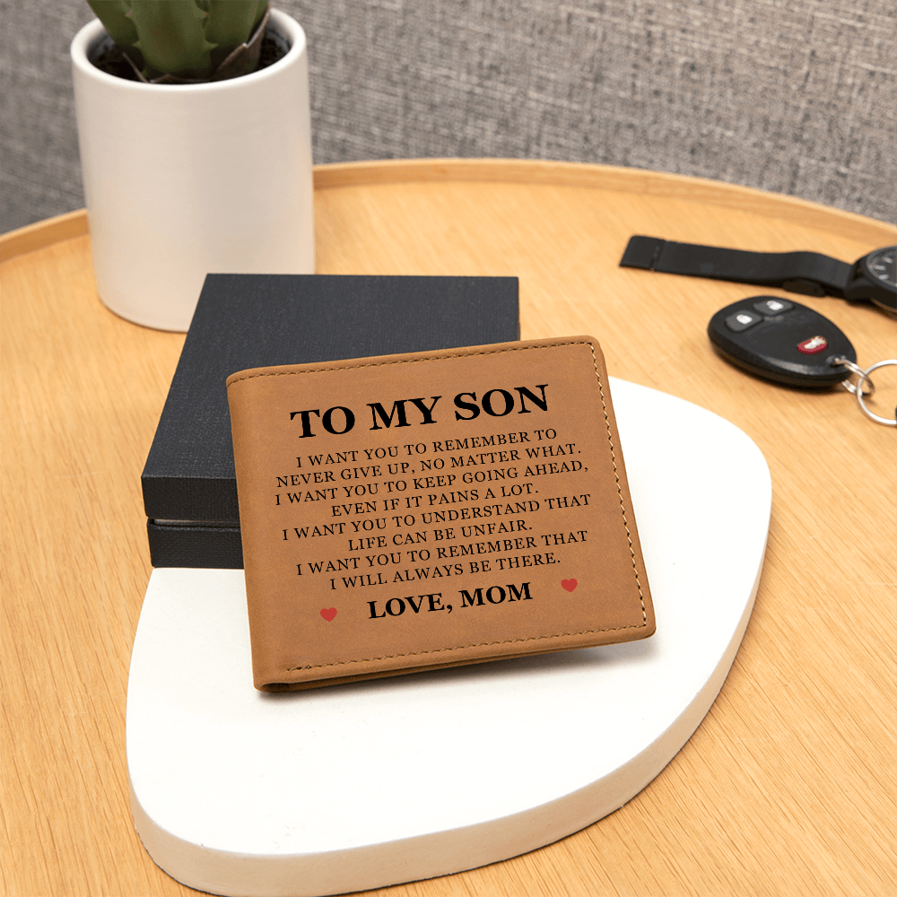 Graphic Leather Wallet - To My Son "I Will Always Be There"