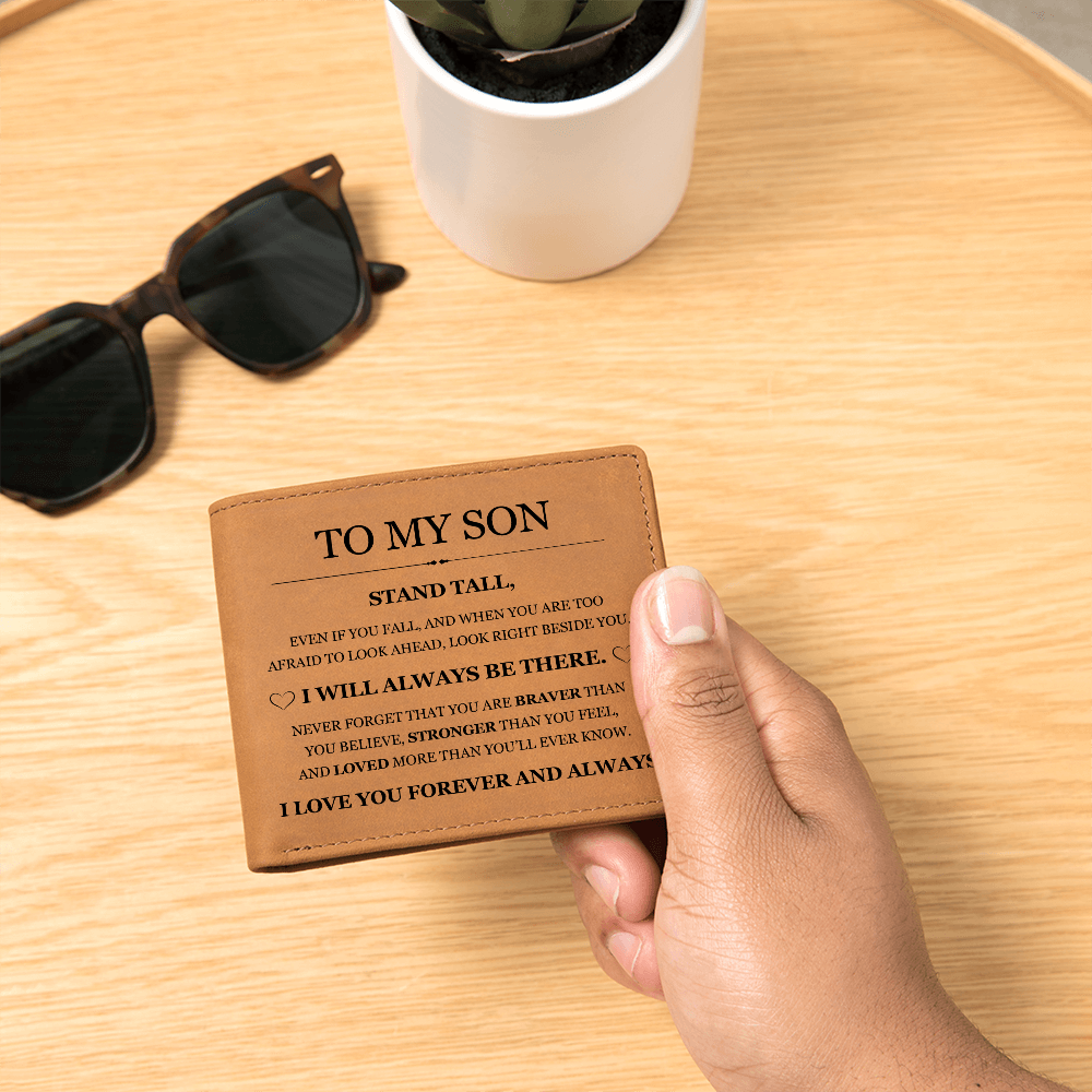 Graphic Leather Wallet - To My Son "Stand Tall"