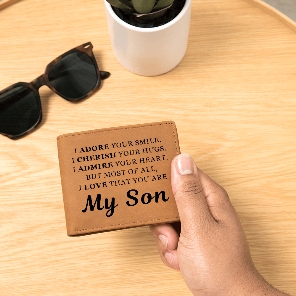 Graphic Leather Wallet - To My Son "I Adore Your Smile"