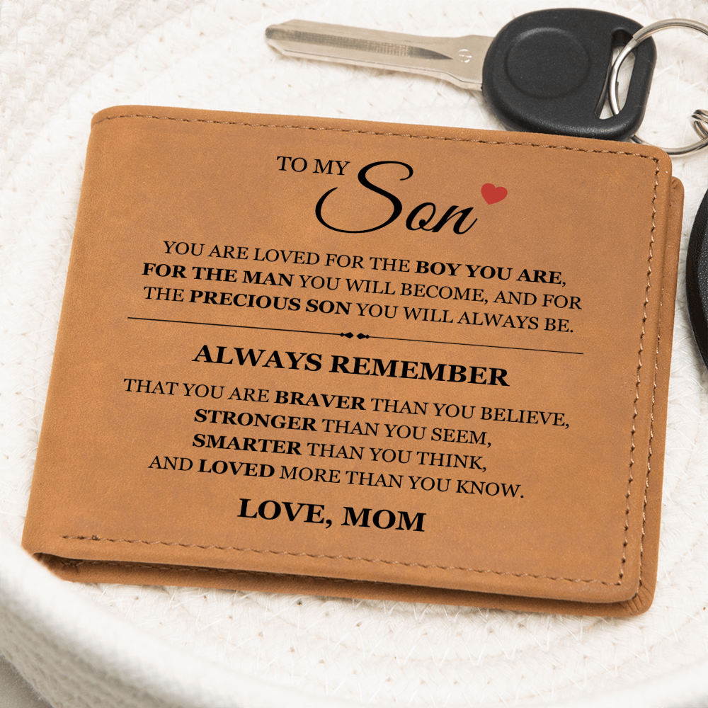 Graphic Leather Wallet - To My Son "Always Remember"