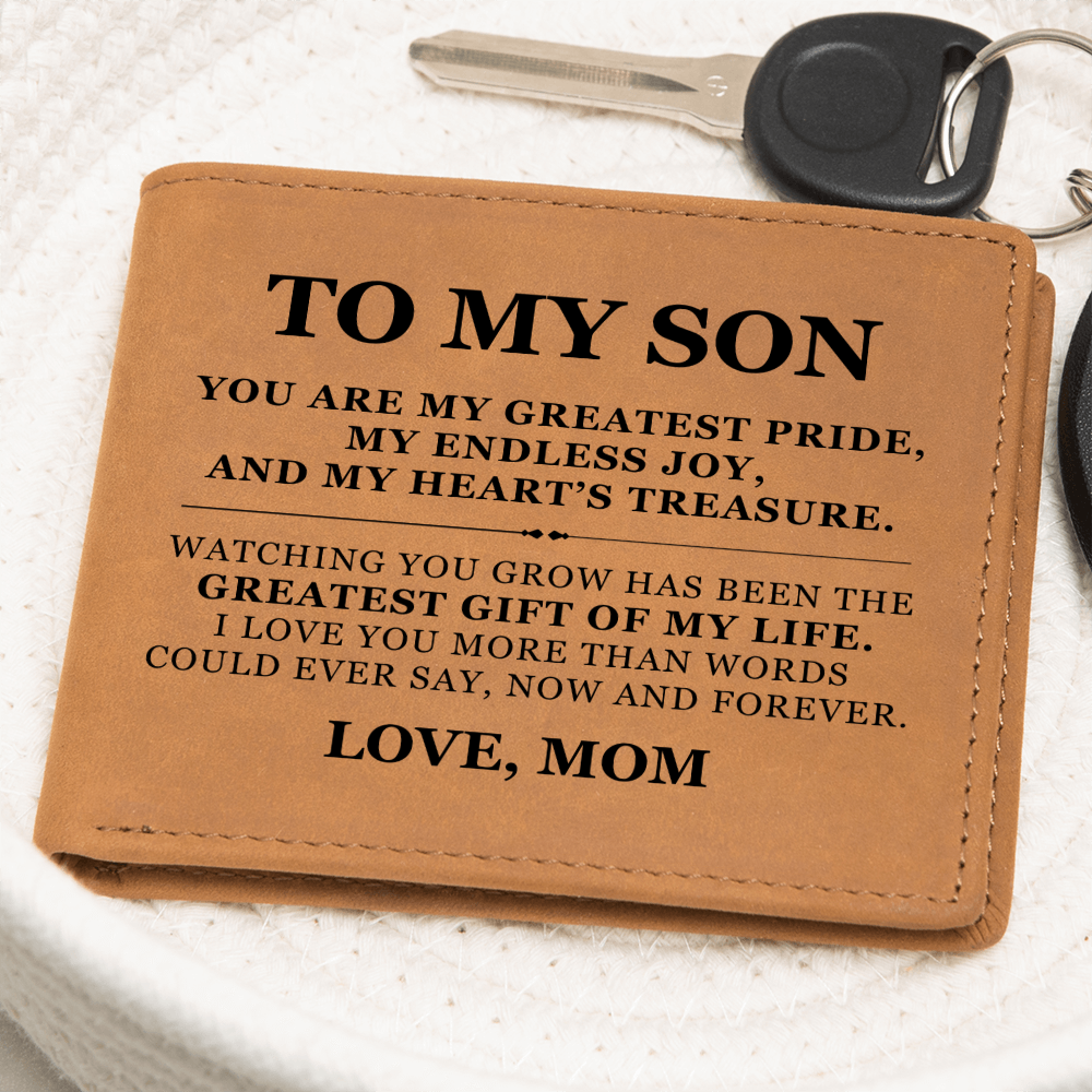Graphic Leather Wallet - To My Son "You Are My Greatest Pride"