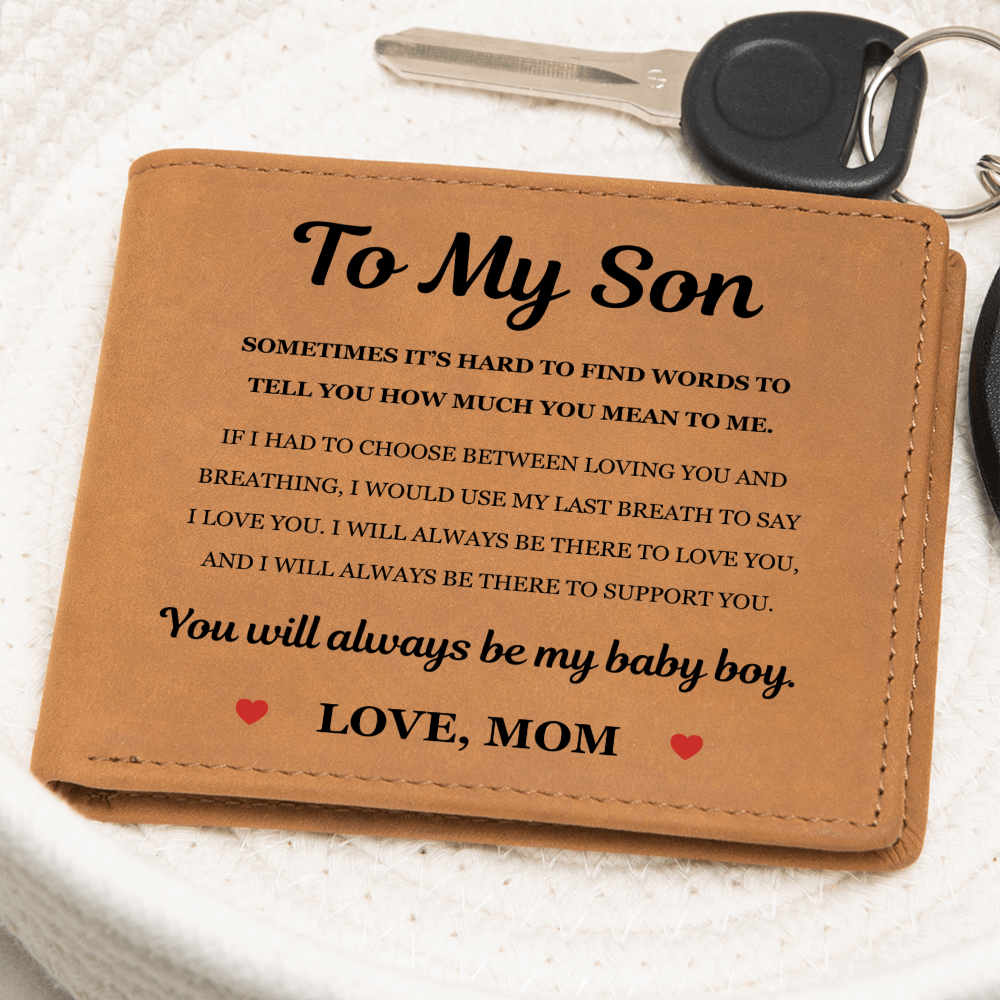 Graphic Leather Wallet - To My Son "How Much You Mean to Me"