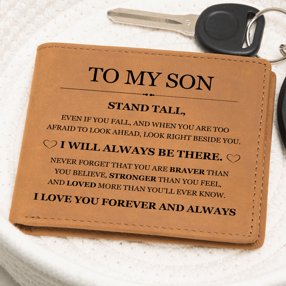 Graphic Leather Wallet - To My Son "Stand Tall"
