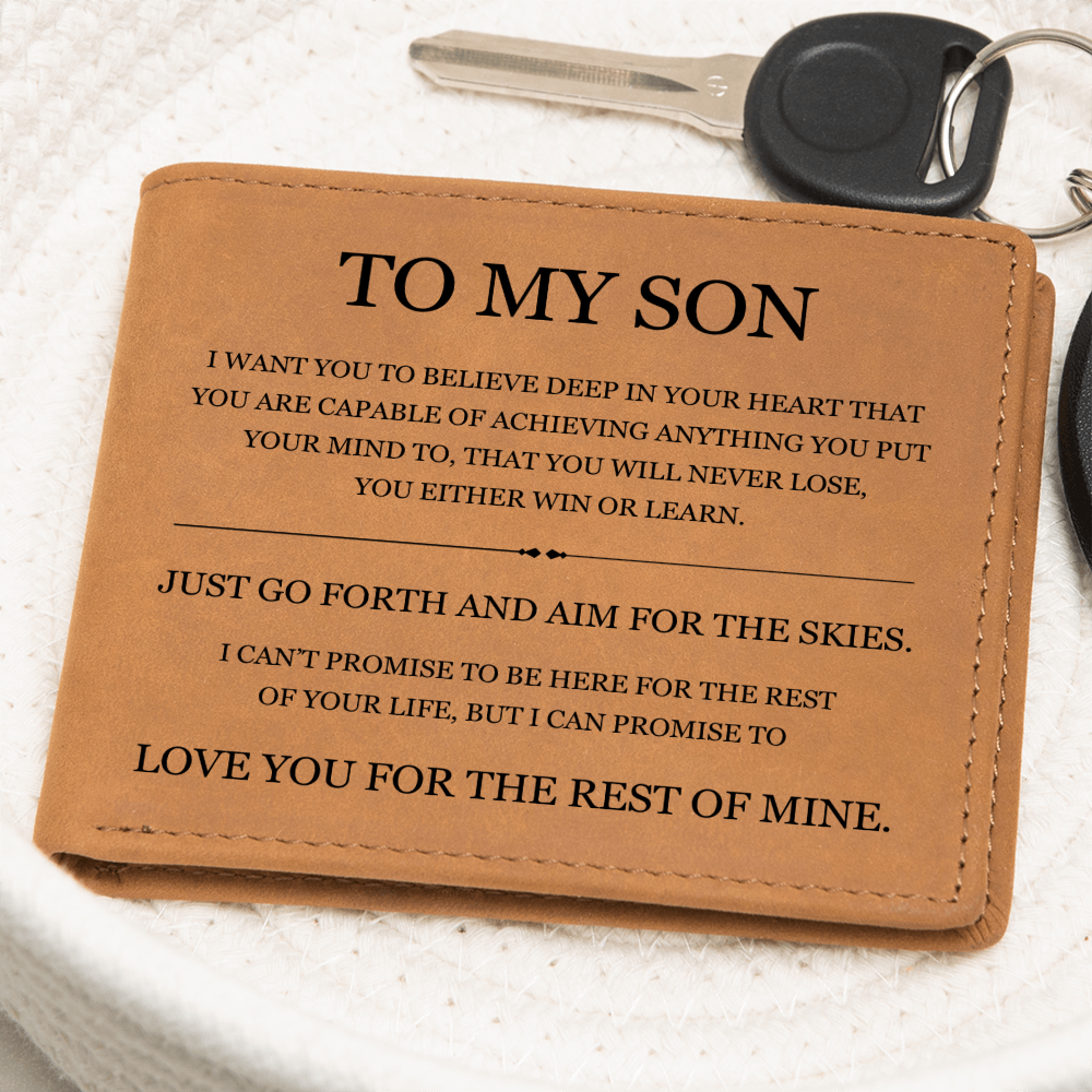 Graphic Leather Wallet - To My Son "Aim for the Skies"