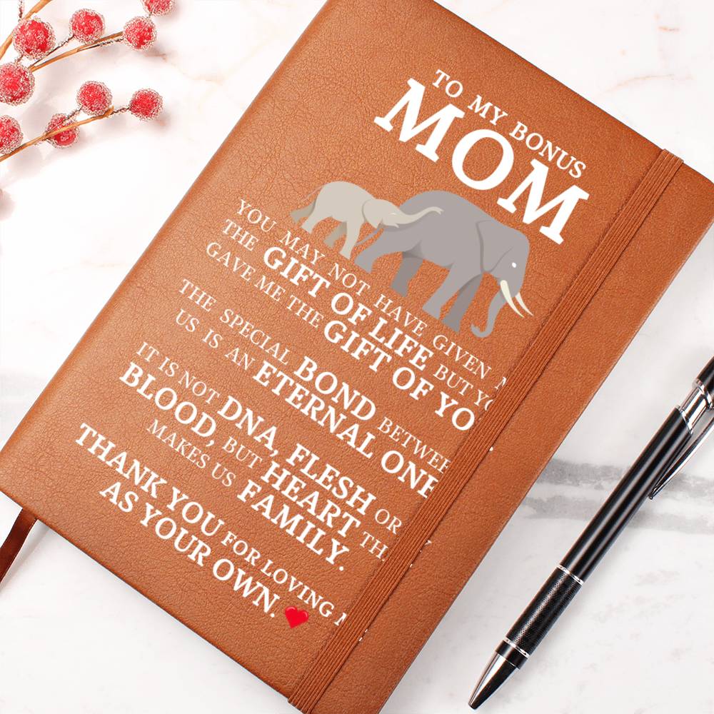 Bonus Mom Gift, Graphic Leather Journal