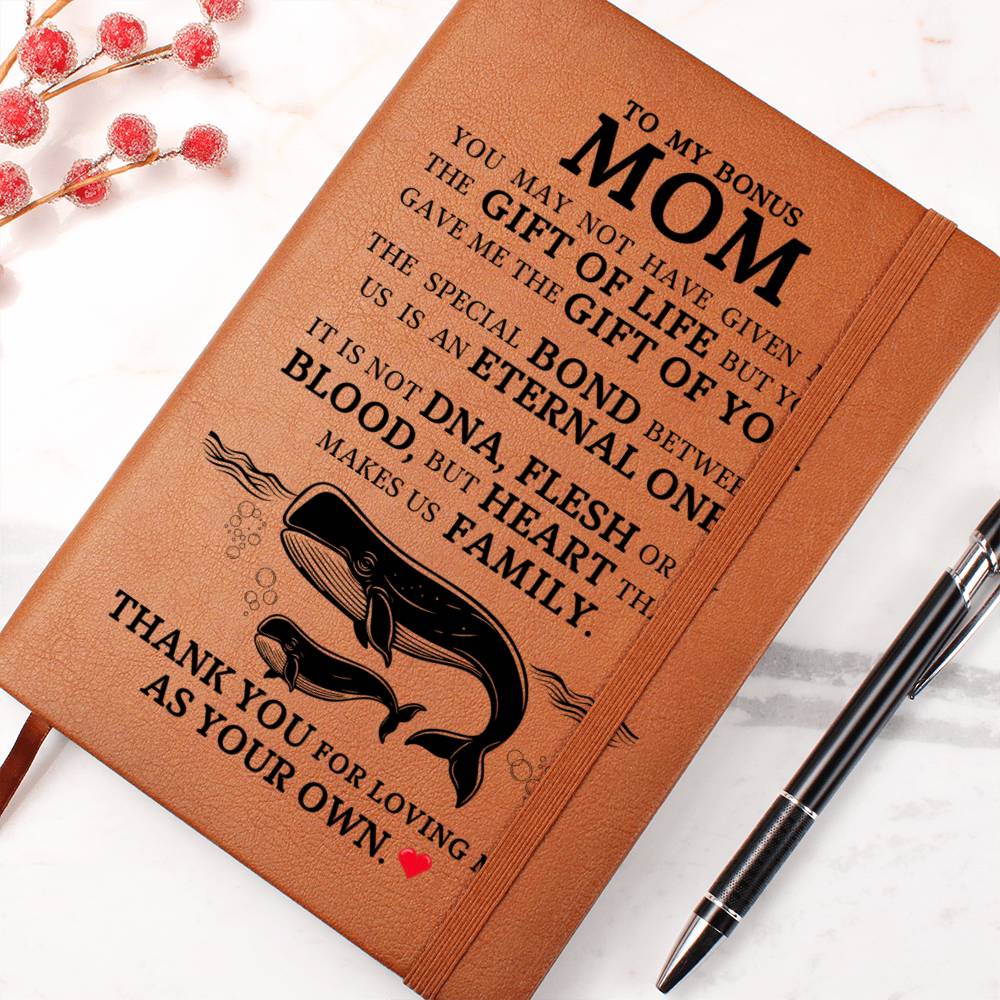 Bonus Mom Gift, Graphic Leather Journal