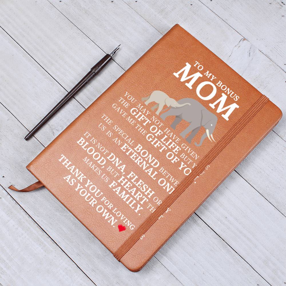 Bonus Mom Gift, Graphic Leather Journal