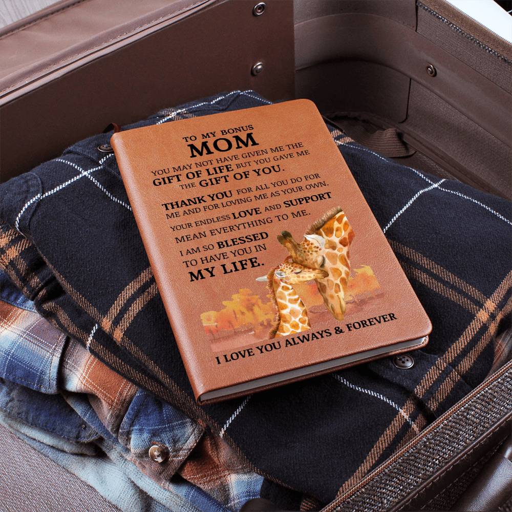 To My Bonus Mom "Life Gave Me The Gift of You" Graphic Leather Journal