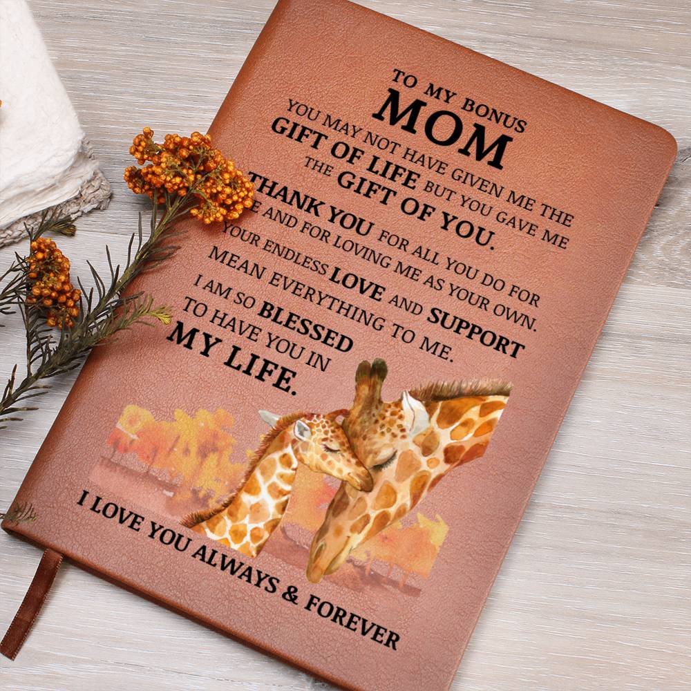 To My Bonus Mom "Life Gave Me The Gift of You" Graphic Leather Journal