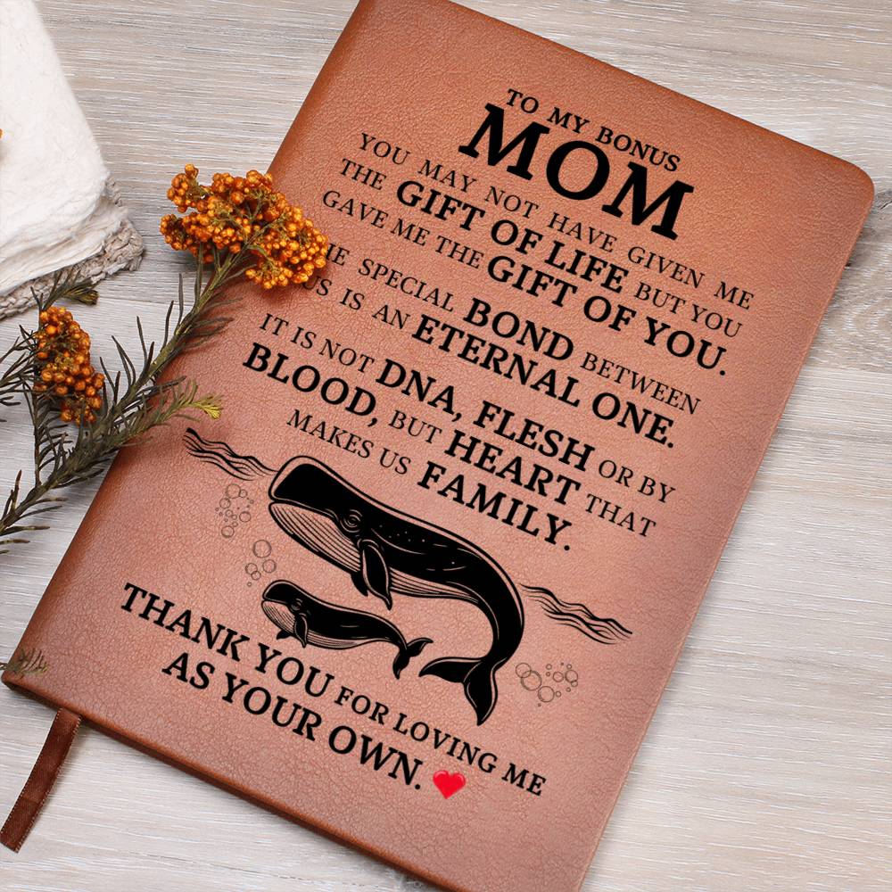 Bonus Mom Gift, Graphic Leather Journal