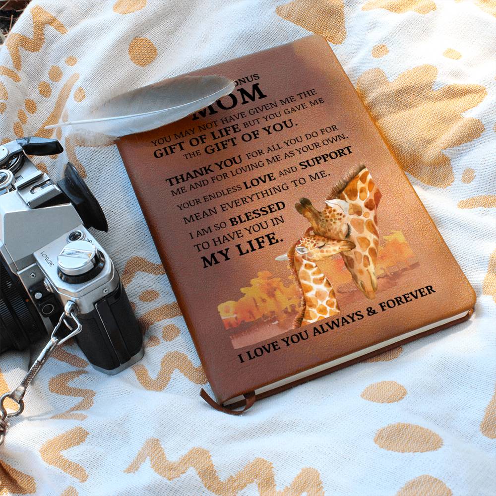 To My Bonus Mom "Life Gave Me The Gift of You" Graphic Leather Journal