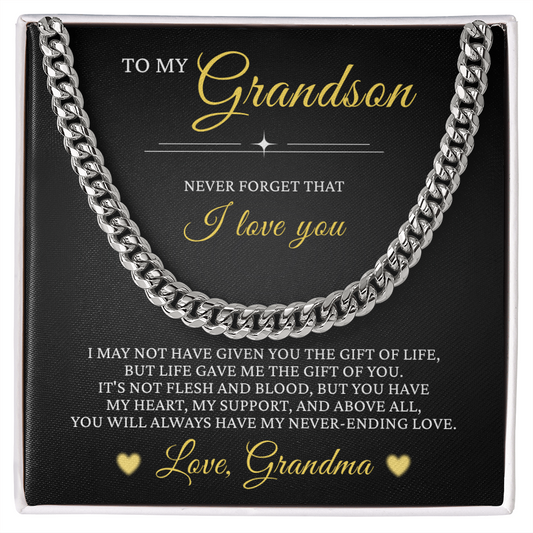 Cuban Link Chain - To My Grandson "I Love You"
