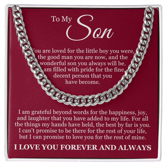 Cuban Link Chain - To My Son "Grateful Beyond Words"