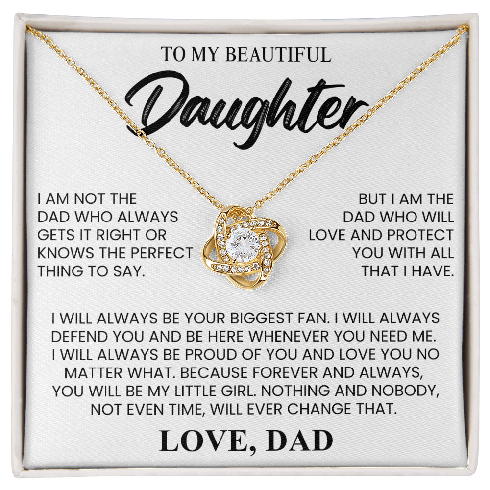 To My Beautiful Daughter "Love and Protect You" Love Knot Necklace