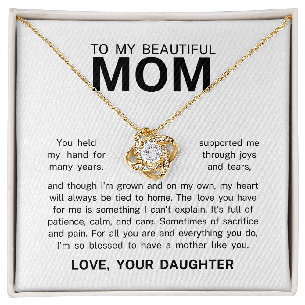 To My Beautiful Mom, Love Knot Necklace