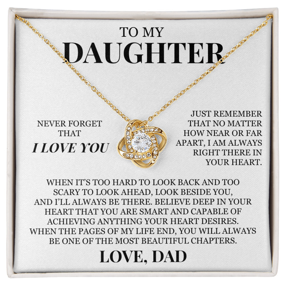 To My Daughter "Never Forget That I Love You" Love Knot Necklace
