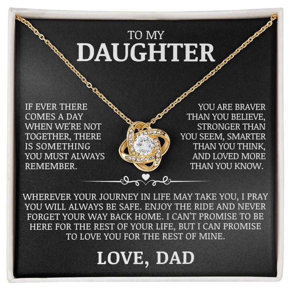 To My Daughter "You Are Braver Than You Believe" Love Knot Necklace