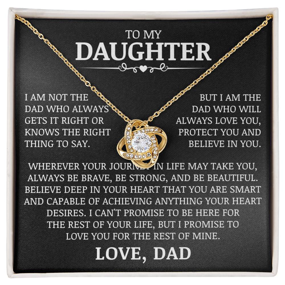 To My Daughter "Be Brave, Be Strong, and Be Beautiful" Love Knot Necklace