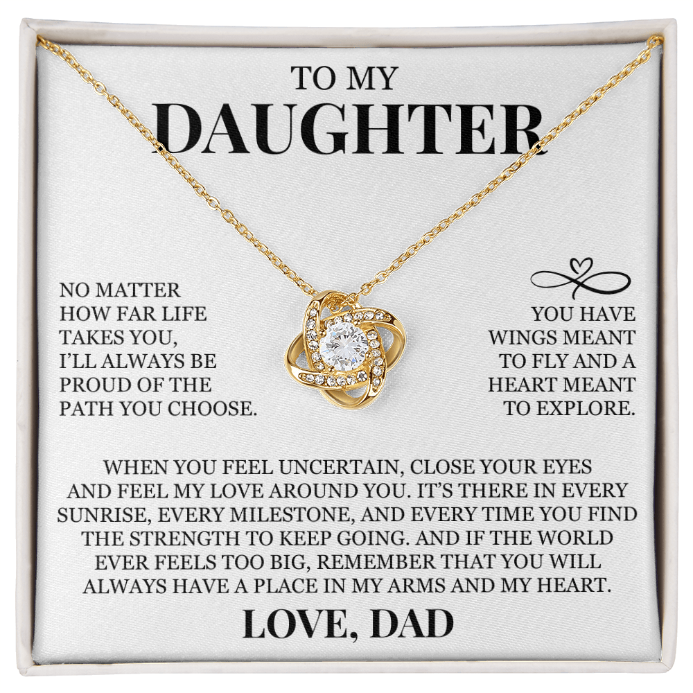 To My Daughter "Feel My Love Around You" Love Knot Necklace