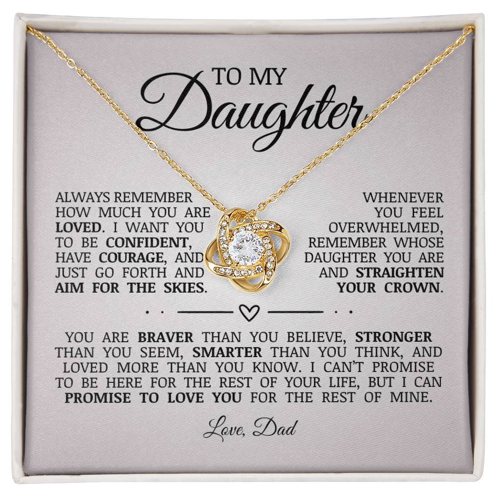 To My Daughter "Go Forth and Aim For The Skies" Love Knot Necklace