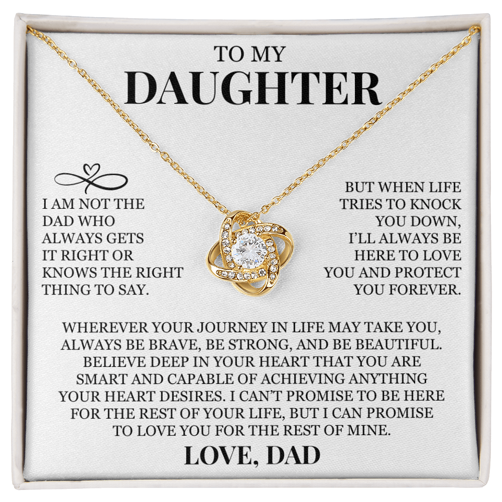 To My Daughter "I'll Always Be Here to Love You and Protect You Forever" Love Knot Necklace