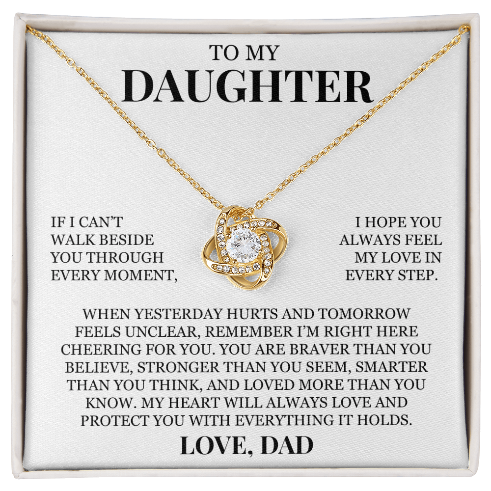 To My Daughter "Feel My Love In Every Step" Love Knot Necklace