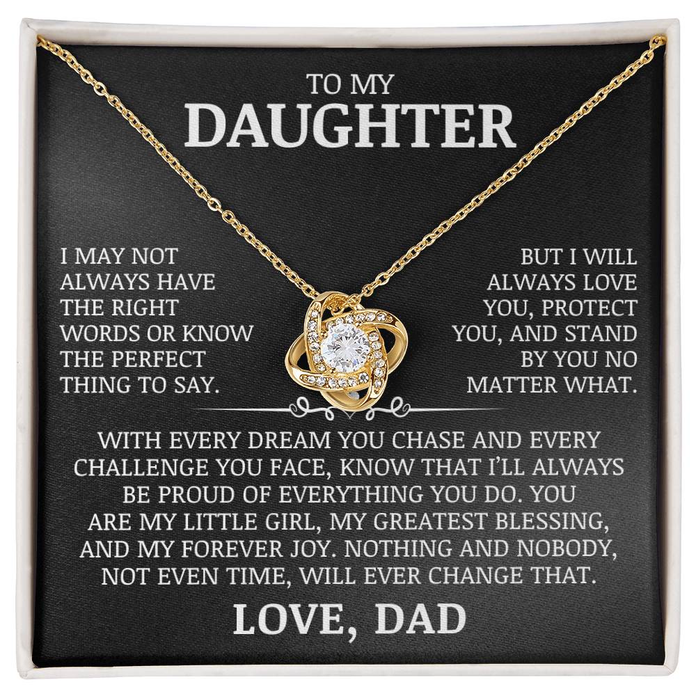 To My Daughter "I Will Always Love You" Love Knot Necklace